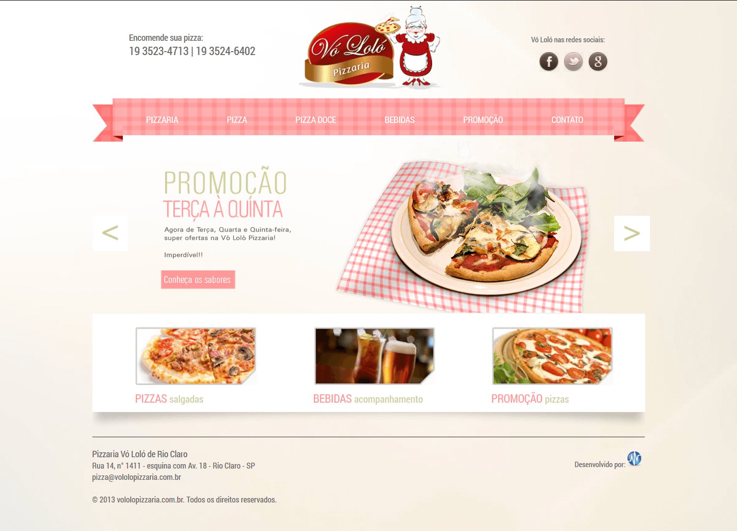 Criação de Site: Pizzaria Vó Loló