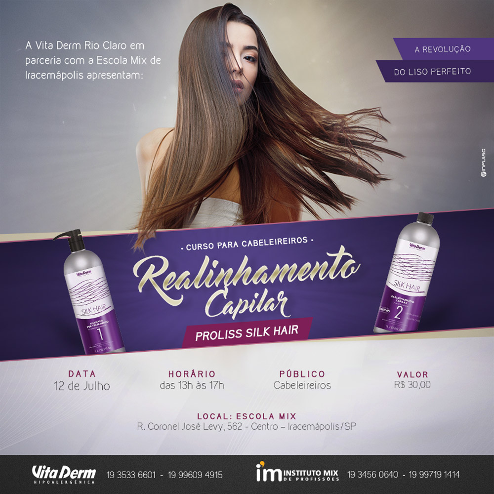 Curso cabeleleiro silk hair Instituto Mix e Vita Derm